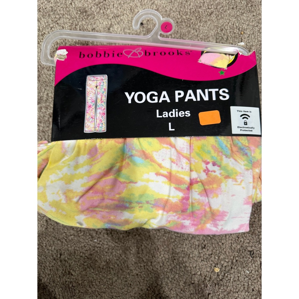 Bobbie Brooks Ladies Yoga Pants Large L Multicolor TieDye Stretch Activewear NWT
